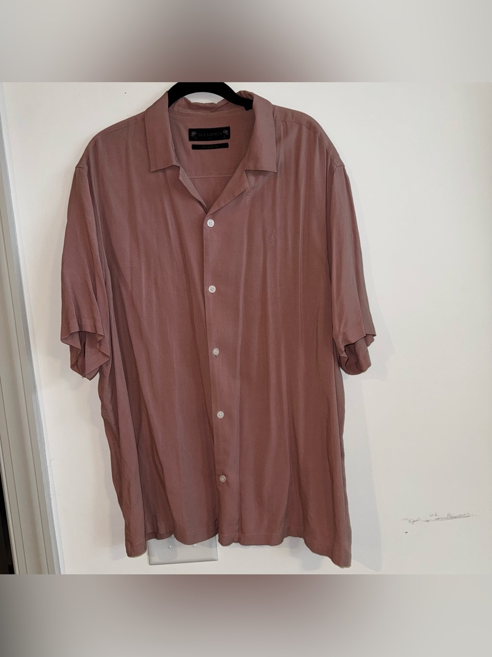 All Saints Men’s Venice Short-Sleeve Button-Down Shirt in Dusty Rose